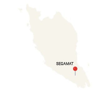 Map of Peninsular Malaysia marking Segamat